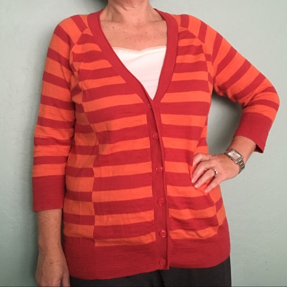 Caslon Sweaters - Orange Striped Caslon Sweater